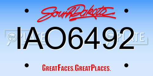 IAO6492 South Dakota License Plate