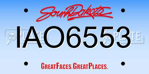 IAO6553 South Dakota License Plate