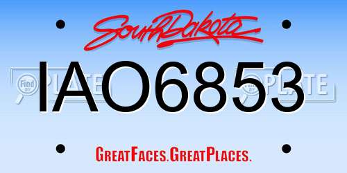 IAO6853 South Dakota License Plate