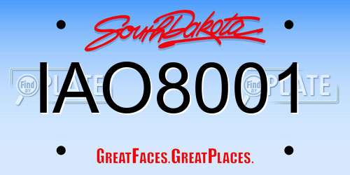 IAO8001 South Dakota License Plate
