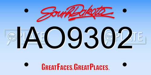 IAO9302 South Dakota License Plate