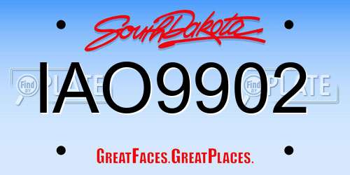 IAO9902 South Dakota License Plate