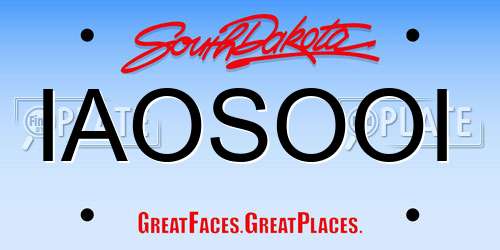 IAOSOOI South Dakota License Plate