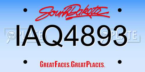 IAQ4893 South Dakota License Plate
