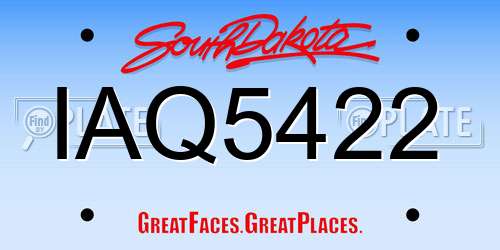 IAQ5422 South Dakota License Plate