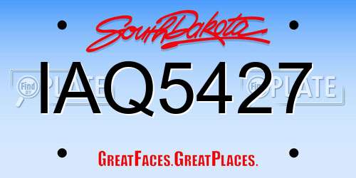 IAQ5427 South Dakota License Plate