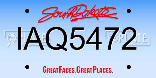 IAQ5472 South Dakota License Plate