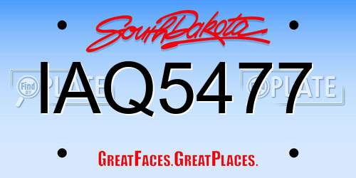 IAQ5477 South Dakota License Plate