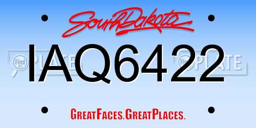 IAQ6422 South Dakota License Plate
