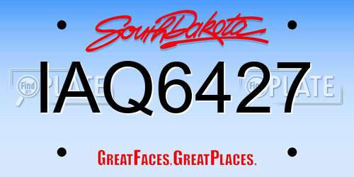 IAQ6427 South Dakota License Plate