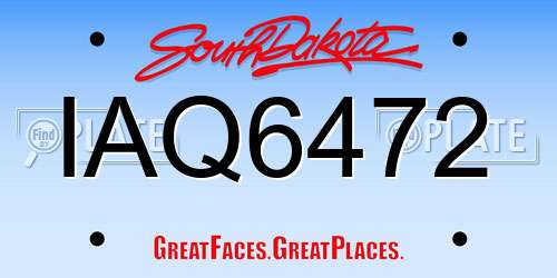 IAQ6472 South Dakota License Plate