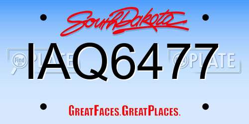 IAQ6477 South Dakota License Plate
