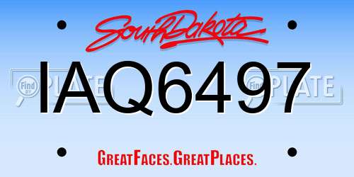 IAQ6497 South Dakota License Plate
