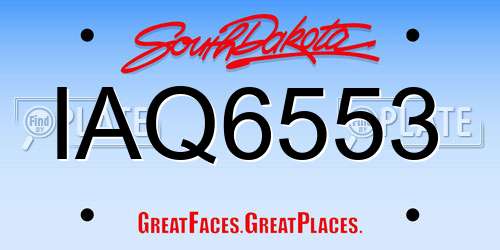IAQ6553 South Dakota License Plate