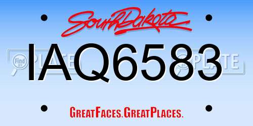 IAQ6583 South Dakota License Plate