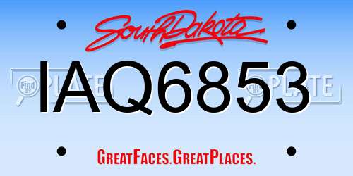 IAQ6853 South Dakota License Plate