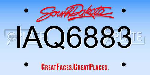 IAQ6883 South Dakota License Plate