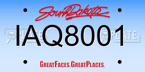 IAQ8001 South Dakota License Plate