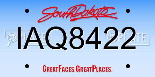 IAQ8422 South Dakota License Plate