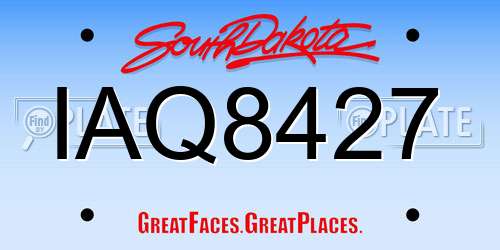 IAQ8427 South Dakota License Plate