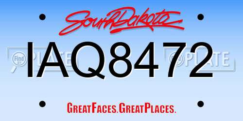 IAQ8472 South Dakota License Plate