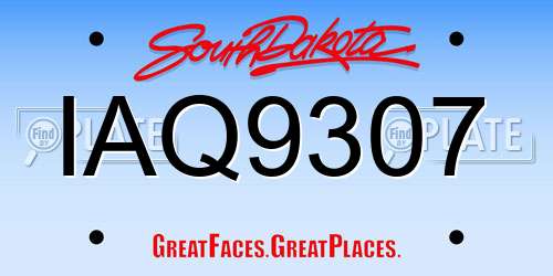 IAQ9307 South Dakota License Plate