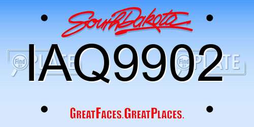 IAQ9902 South Dakota License Plate