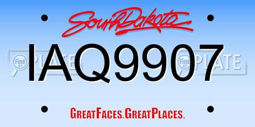 IAQ9907 South Dakota License Plate