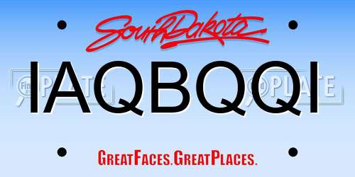 IAQBQQI South Dakota License Plate