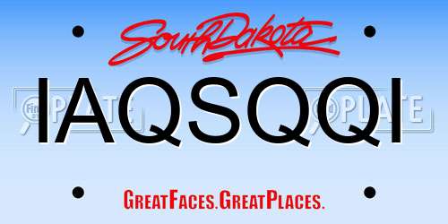 IAQSQQI South Dakota License Plate