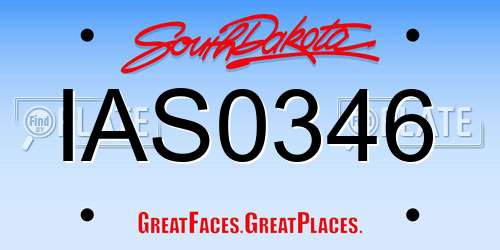 IAS0346 South Dakota License Plate