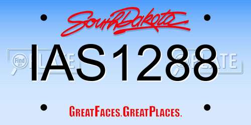 IAS1288 South Dakota License Plate