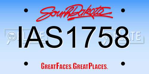 IAS1758 South Dakota License Plate