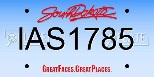 IAS1785 South Dakota License Plate