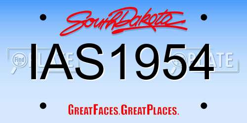 IAS1954 South Dakota License Plate