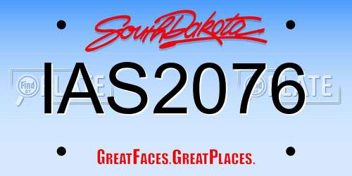 IAS2076 South Dakota License Plate