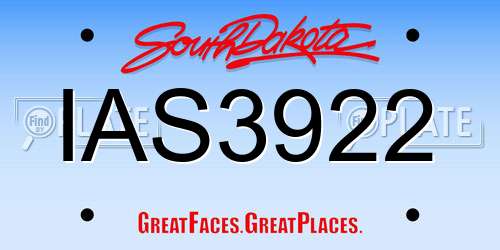 IAS3922 South Dakota License Plate