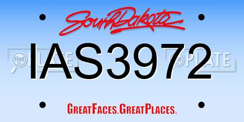 IAS3972 South Dakota License Plate
