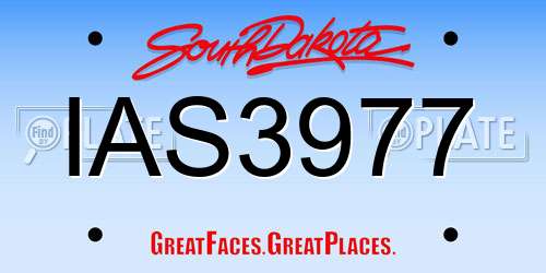 IAS3977 South Dakota License Plate