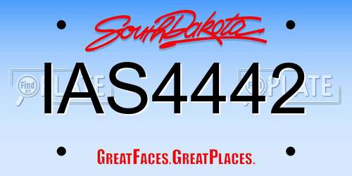 IAS4442 South Dakota License Plate