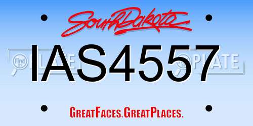 IAS4557 South Dakota License Plate