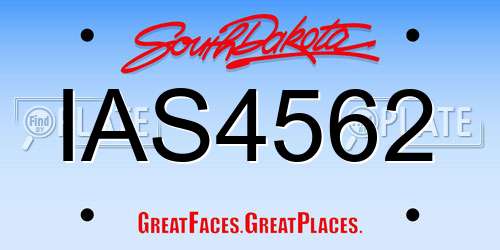 IAS4562 South Dakota License Plate