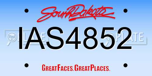 IAS4852 South Dakota License Plate