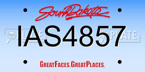 IAS4857 South Dakota License Plate