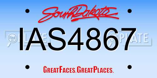 IAS4867 South Dakota License Plate