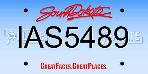 IAS5489 South Dakota License Plate