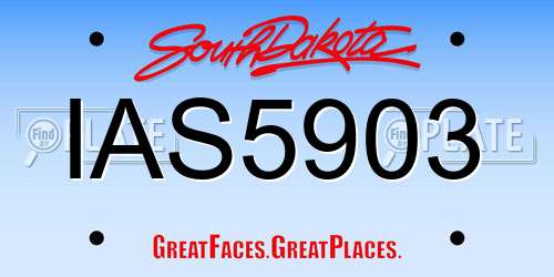 IAS5903 South Dakota License Plate