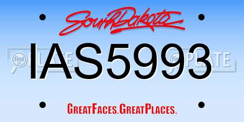 IAS5993 South Dakota License Plate