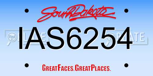 IAS6254 South Dakota License Plate