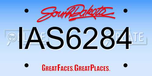 IAS6284 South Dakota License Plate